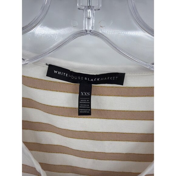 White House Black Market Womens XXS Beige Ivory Lace Up Striped Tank Top - Picture 2 of 4